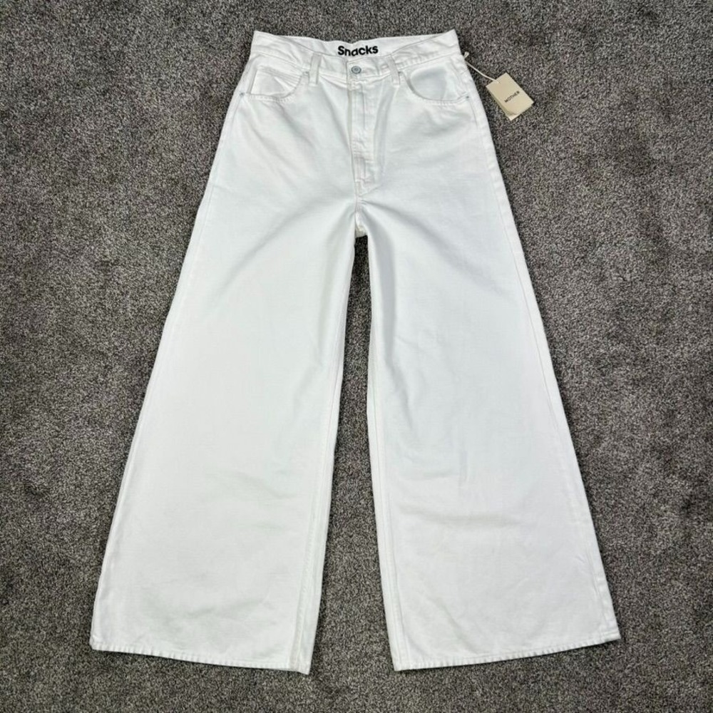 Mother Snacks The Sugar Cone Skimp‎ Womens 31 Pinch of Salt White Wide-Leg Jeans
